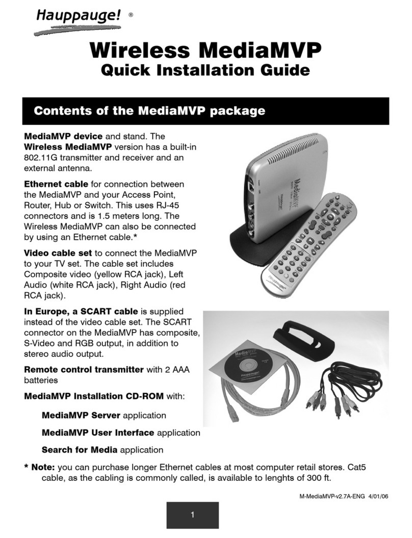 Hauppauge MediaMVP User manual