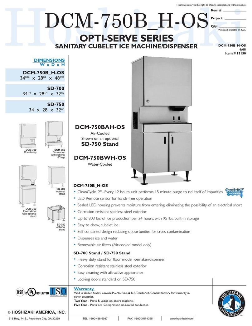 Hoshizaki CUBELET ICEMAKER/DISPENSER DCM-750BAH-OS Dimensions