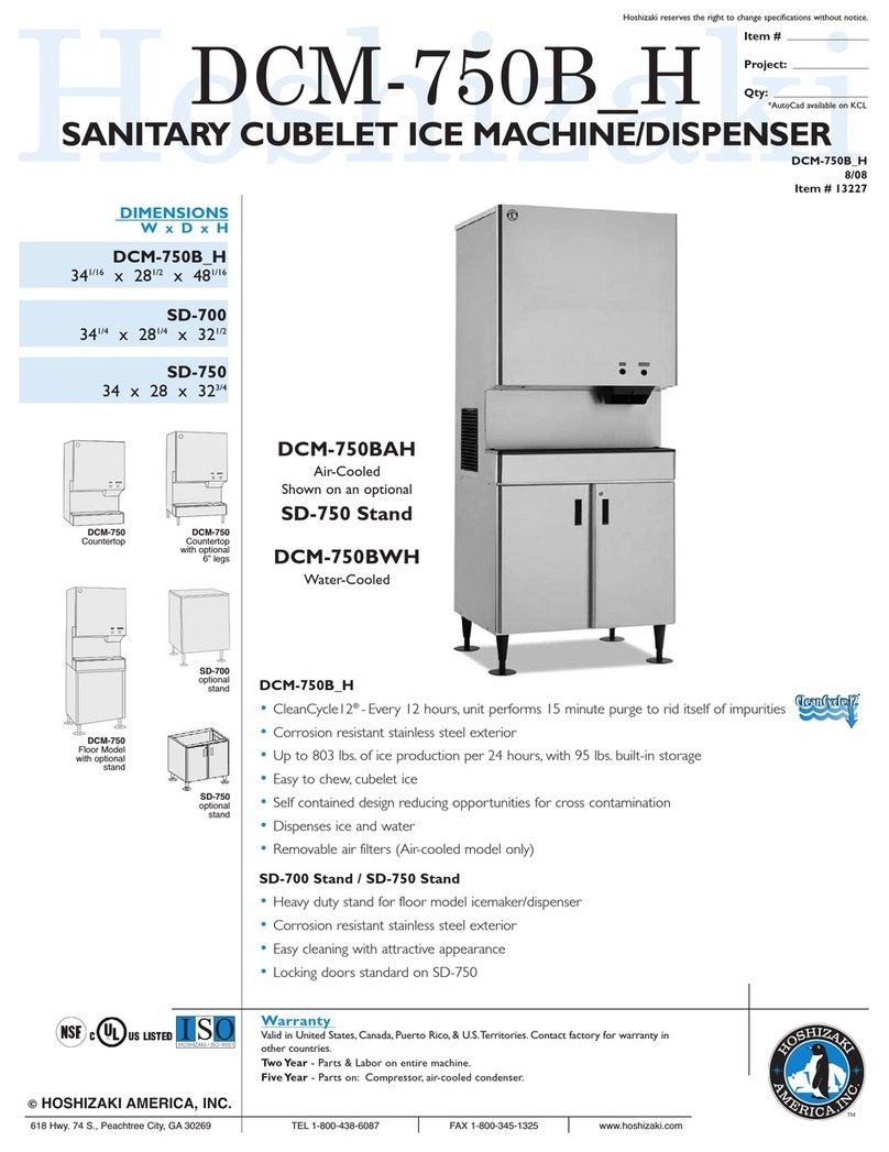 Hoshizaki CUBELET ICEMAKER/DISPENSER DCM-750BAH Dimensions
