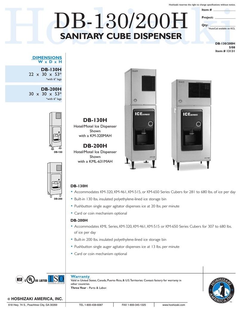 Hoshizaki DB-130H User manual Hoshizaki DB-130H User manual