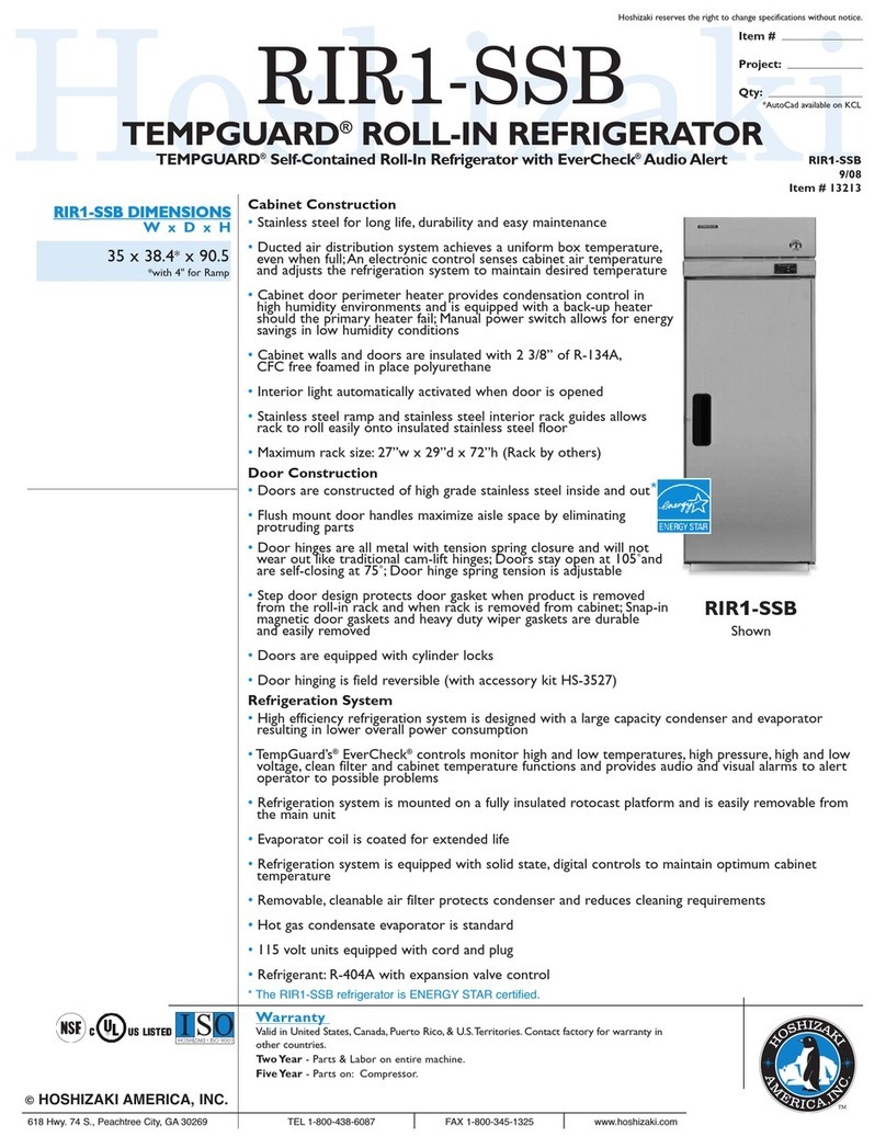 Hoshizaki Temp Guard RIR1-SSB User manual