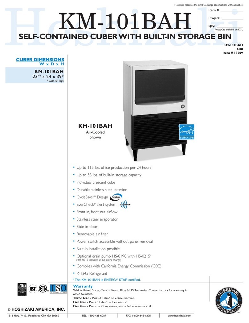 Hoshizaki KM-101BAH Specifications Hoshizaki KM-101BAH Specifications