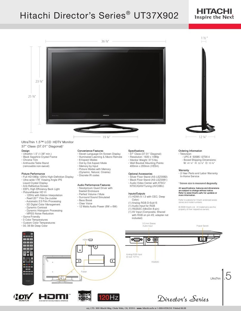 Hitachi UT37X902 - 37" LCD Flat Panel Display Specifications