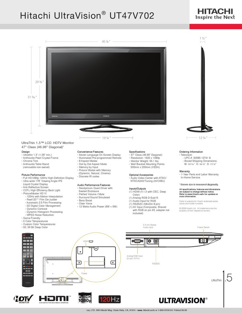 Hitachi UltraVision UT47V702 Specifications
