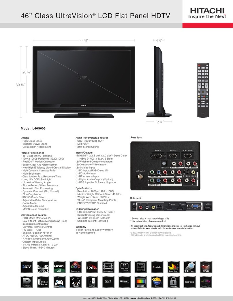 Hitachi UltraVision L46S603 User manual