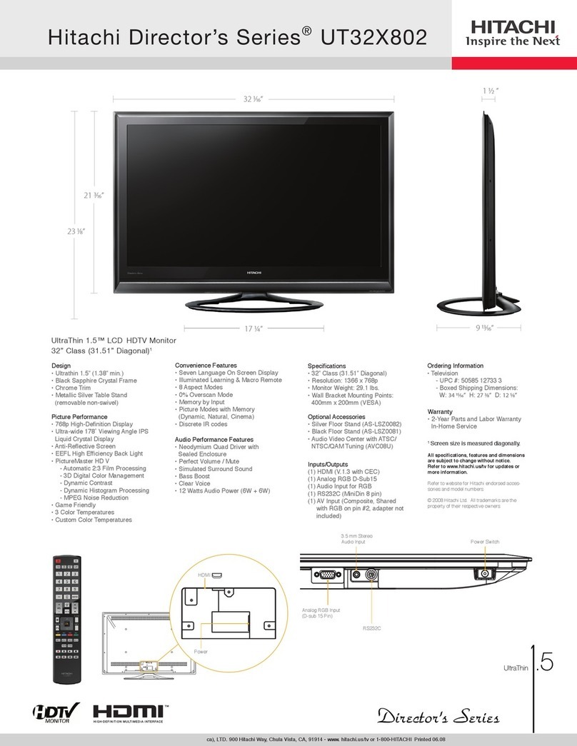 Hitachi UT32X802 - 32" LCD Flat Panel Display Specifications