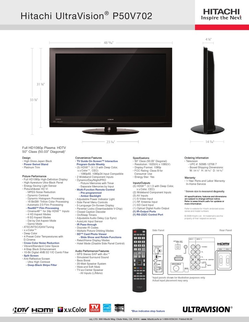 Hitachi UltraVision P50V702 Specifications