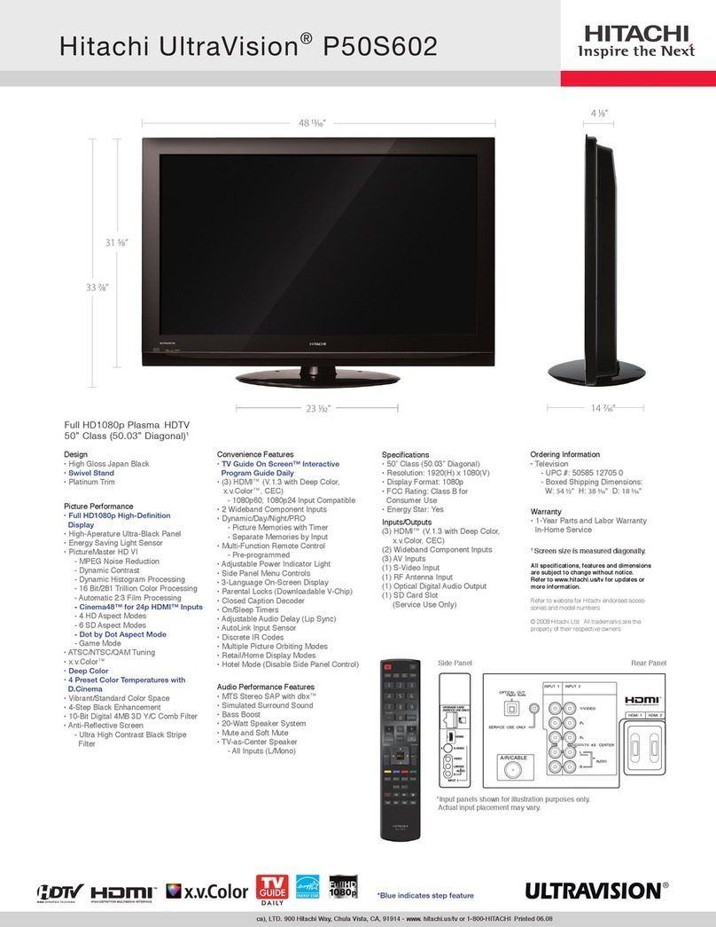 Hitachi P50S602 - 50" Plasma TV User manual