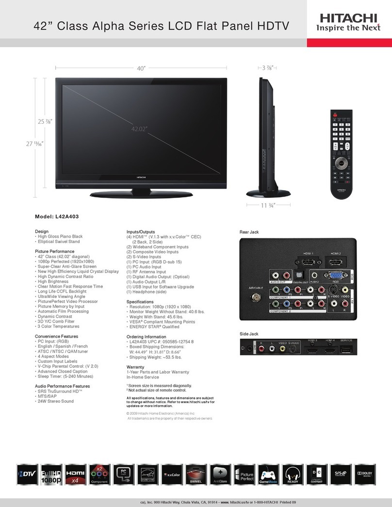Hitachi UltraVision L42A403 Specifications