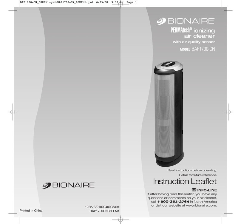 Bionaire BAP1700-U Instruction leaflet