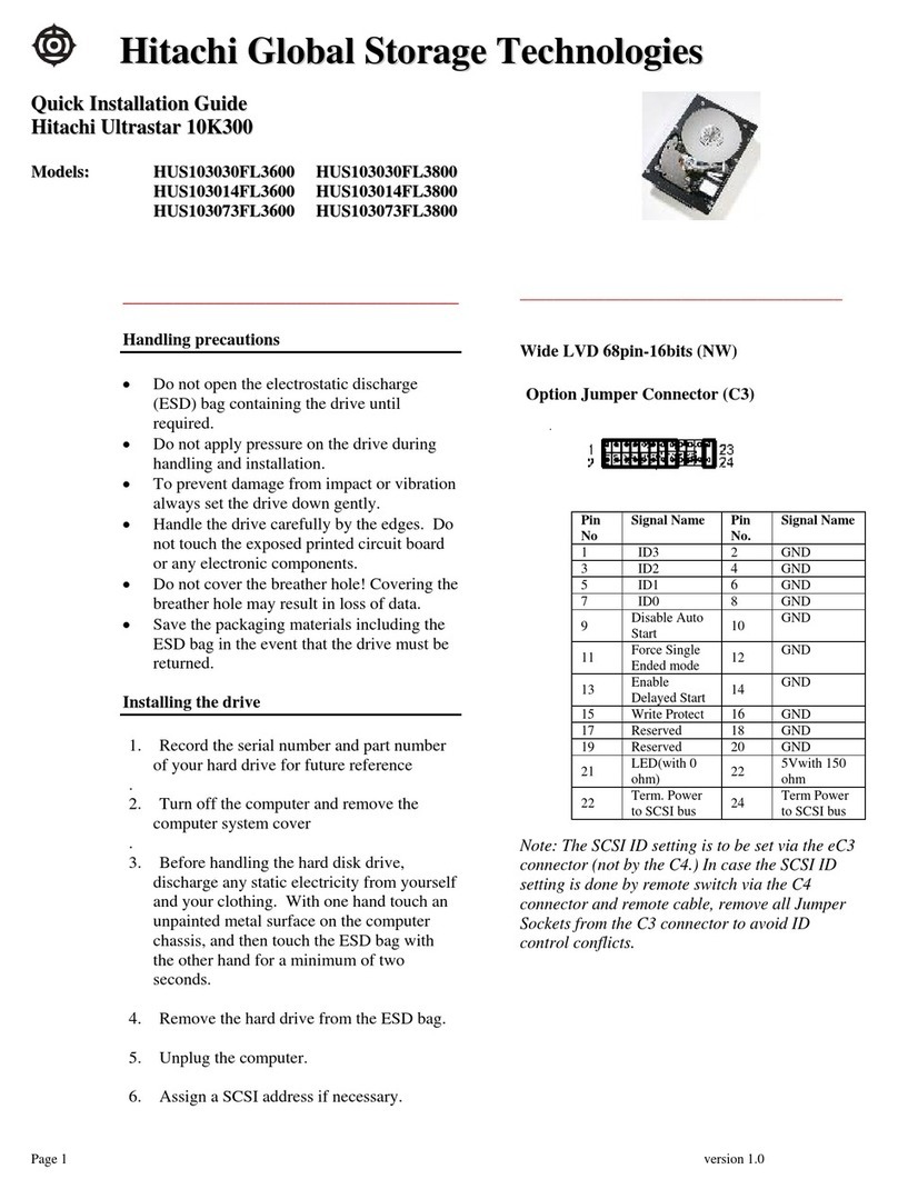 Hitachi Ultrastar HUS103030FL3600 User manual Hitachi Ultrastar HUS103030FL3600 User manual