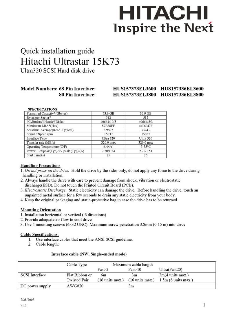 Hitachi Ultrastar 15K73 User manual Hitachi Ultrastar 15K73 User manual