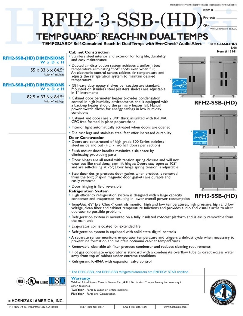 Hoshizaki Temp Guard RFH2-SSB-HD Specifications
