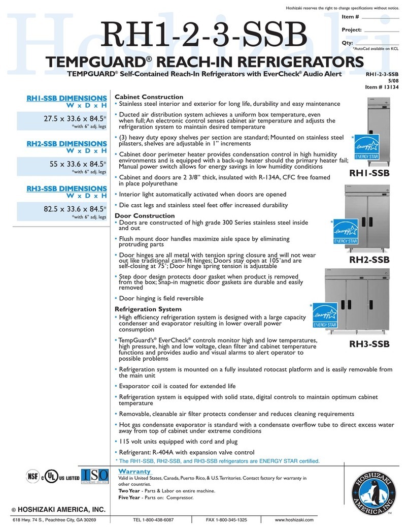 Hoshizaki Temp Guard RH1-SSB Specifications