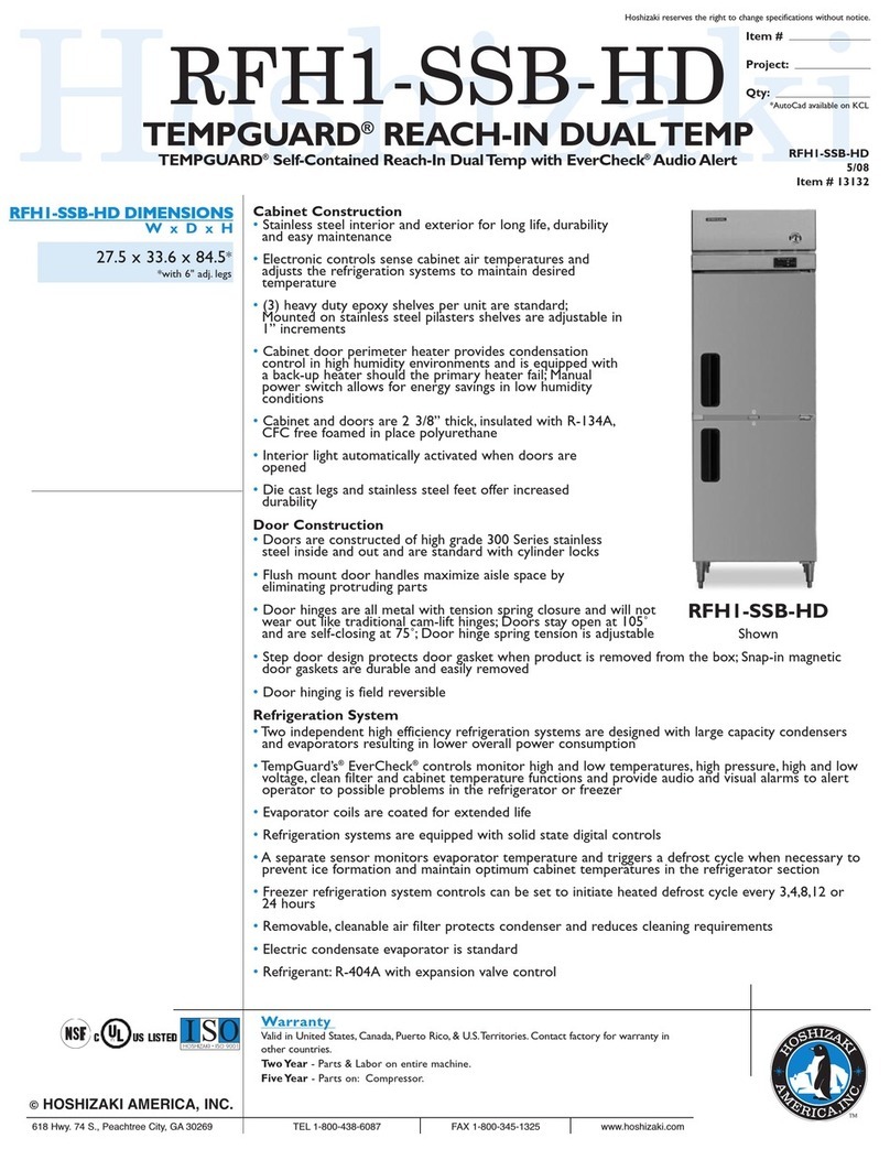 Hoshizaki Temp Guard RFH1-SSB-HD Specifications