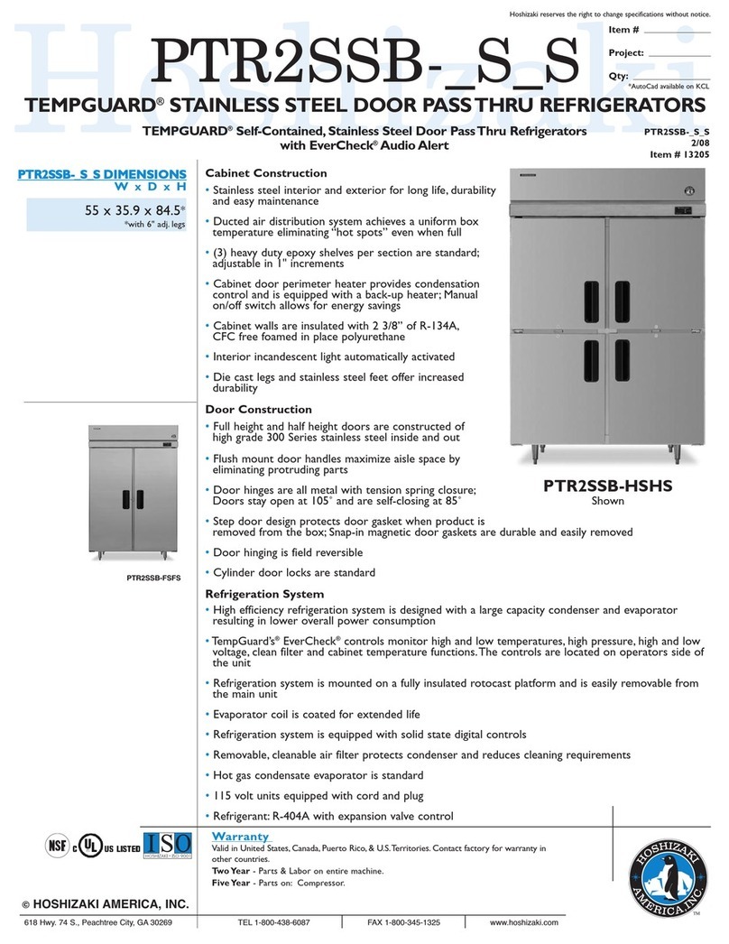 Hoshizaki Pass Thru Series PTR2SSB-HSHS User manual Hoshizaki Pass Thru Series PTR2SSB-HSHS User manual