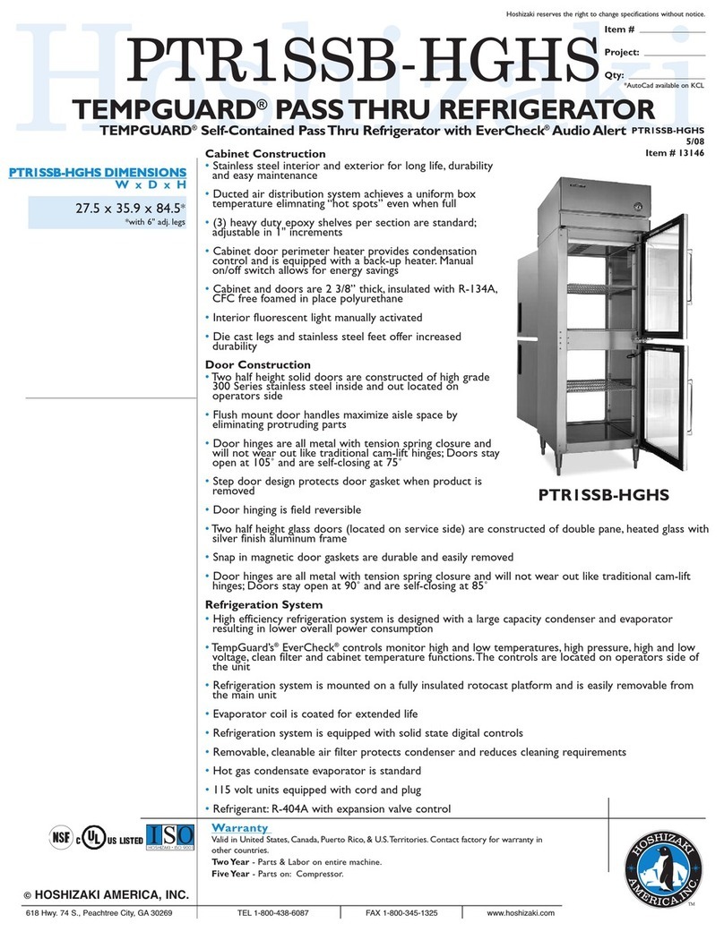 Hoshizaki PTR1SSB-HGHS User manual