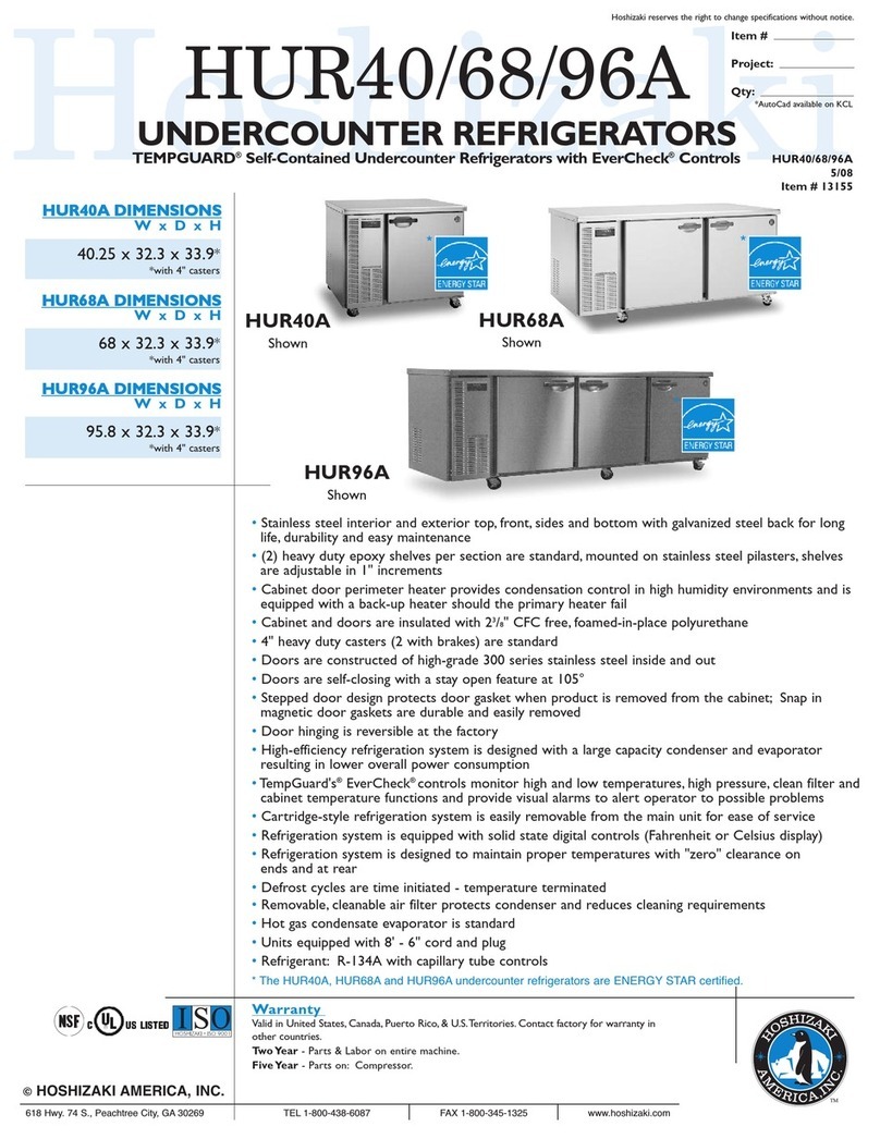 Hoshizaki HUR40A Specifications