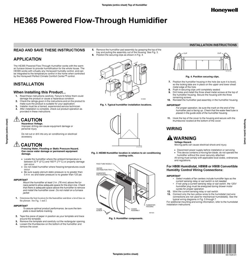 Honeywell HE365H8908 - Fan Powered Humidifier install guide