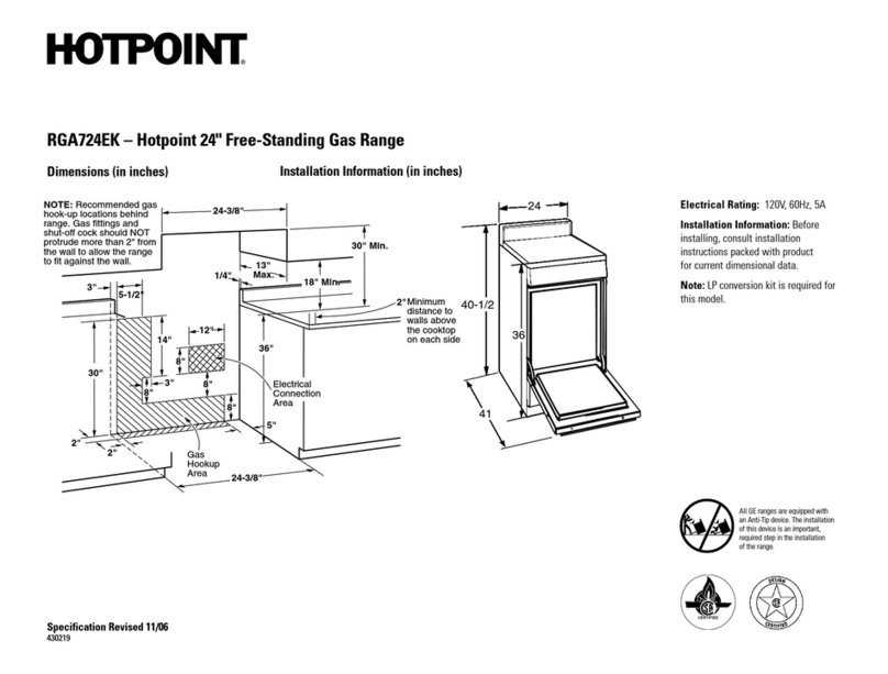 Hotpoint RGA724EKWH - R 24 Inch Gas Range User manual