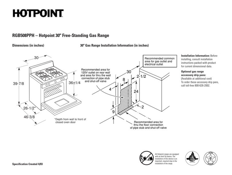 Hotpoint RGB508PPH Dimensions and installation information