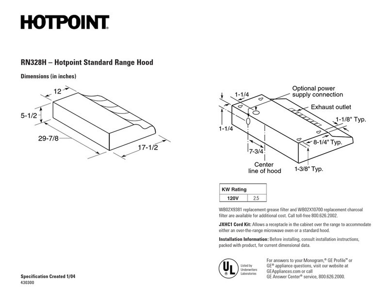 Hotpoint RN328HSA Dimensions and installation information