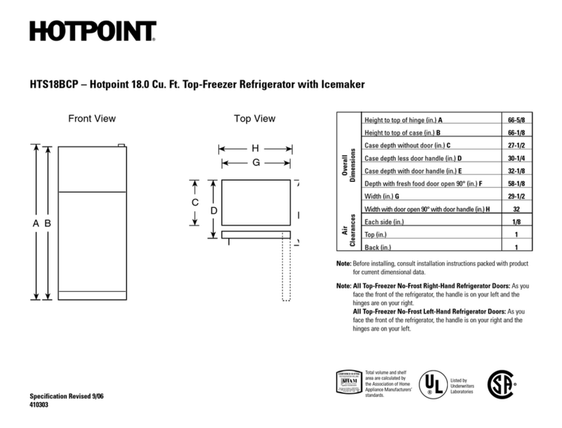 Hotpoint HTS18BCPL Dimensions and installation information