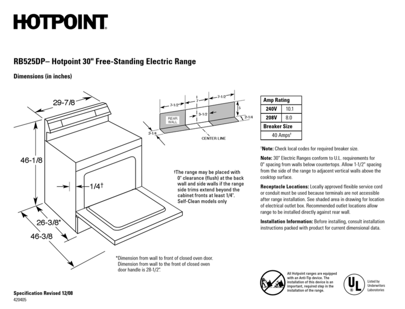 Hotpoint RB525DPCT - 30" Electric Range User manual