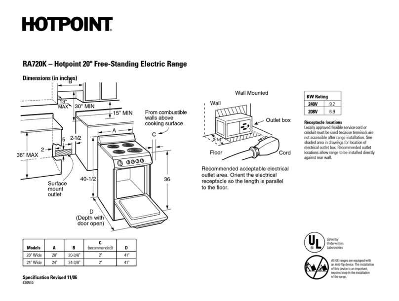 Hotpoint RA720K Specifications