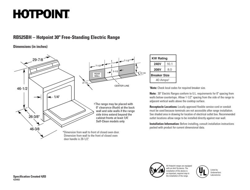 Hotpoint RB525BH Dimension Guide