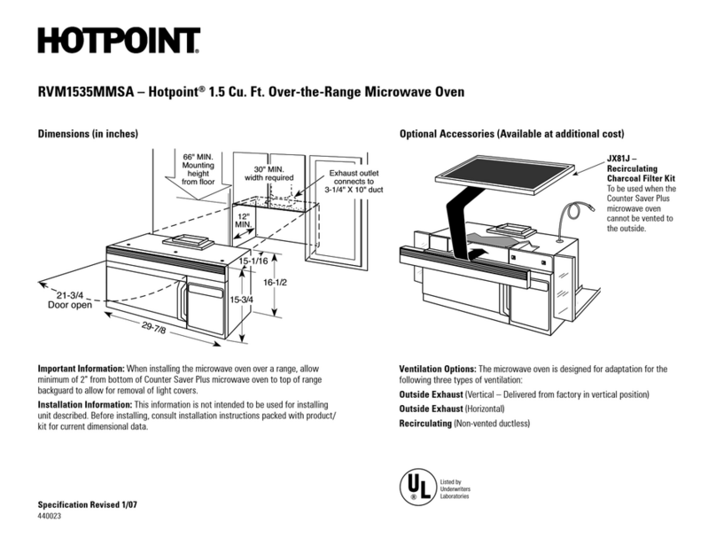Hotpoint RVM1535DMBB - R 1.5 cu. Ft. Microwave OVEN7 installation instructions