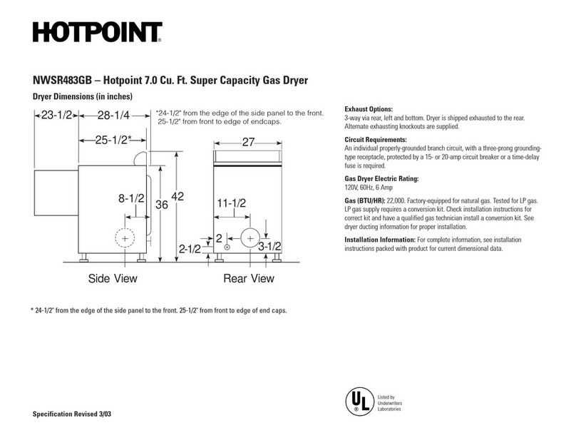 Hotpoint NWSR483GBWW Dimension Guide
