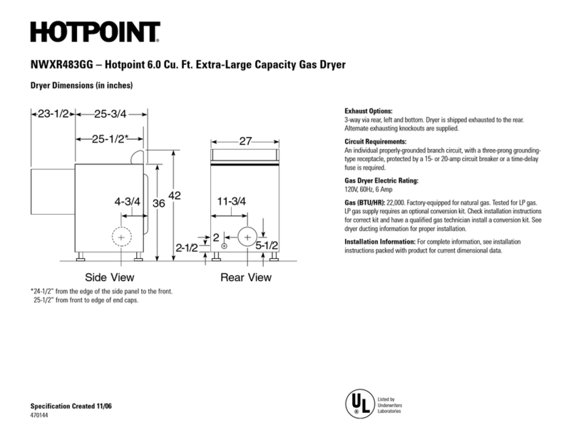 Hotpoint NWXR483GGWW Specifications