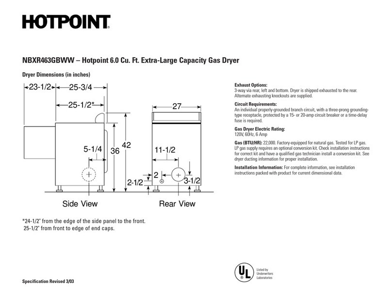 Hotpoint NBXR463GBWW Dimension Guide