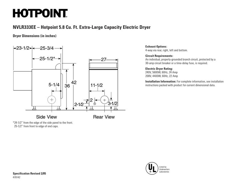 Hotpoint NVLR333EECC Dimension Guide