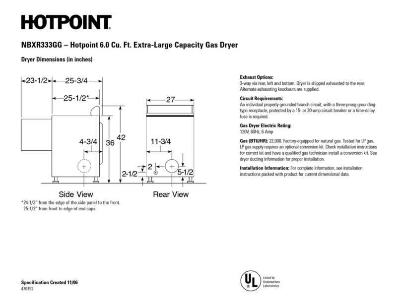 Hotpoint NBXR333GG Dimension Guide