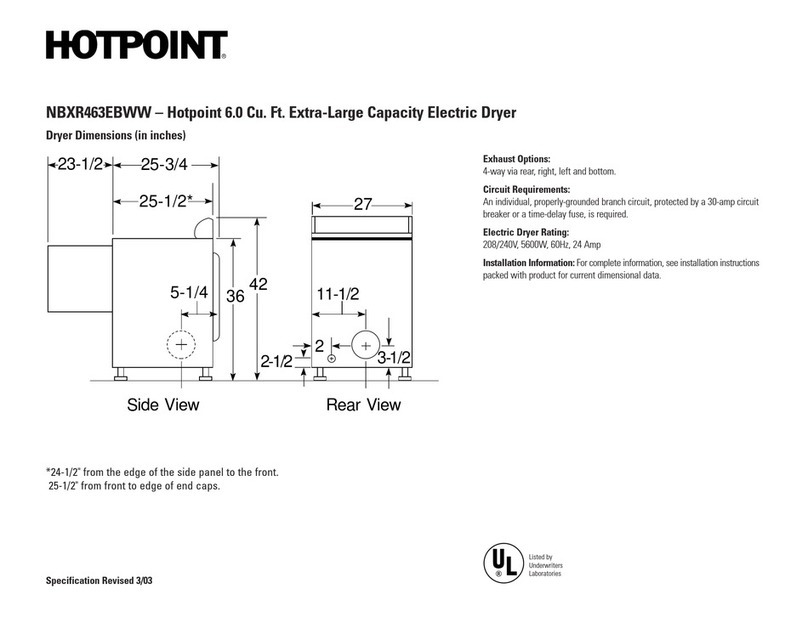 Hotpoint NBXR463EBWW Dimension Guide