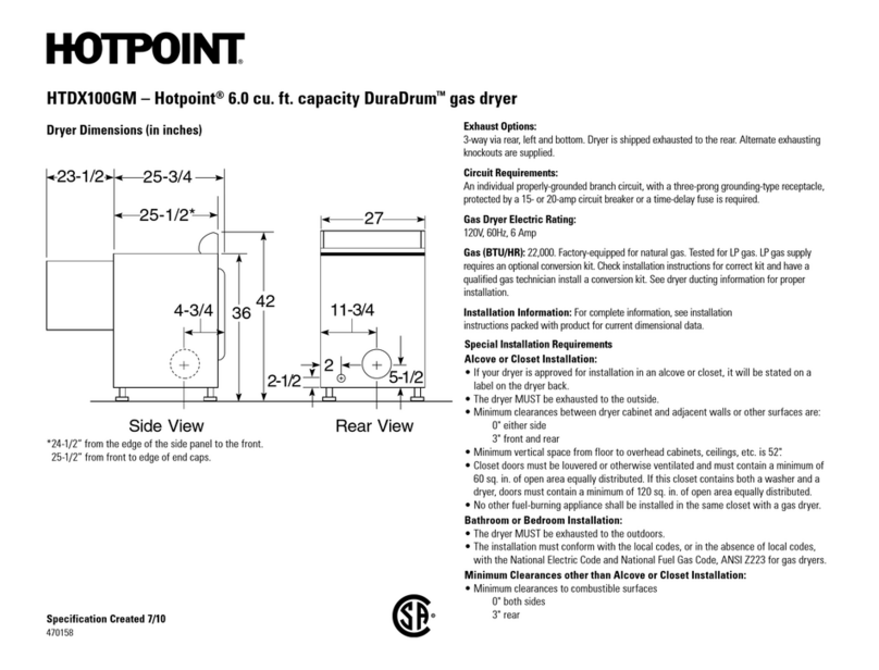 Hotpoint HTDX100GM Specifications