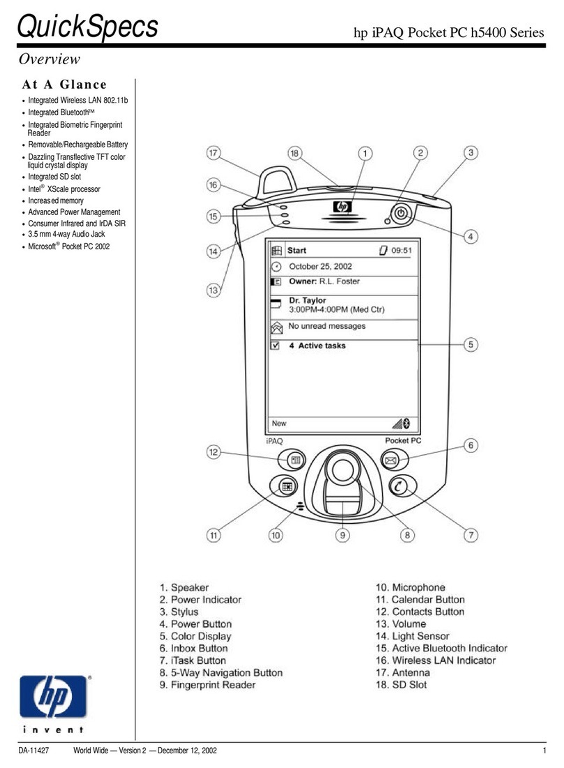 HP iPAQ Pocket PC h5400 Series Specifications