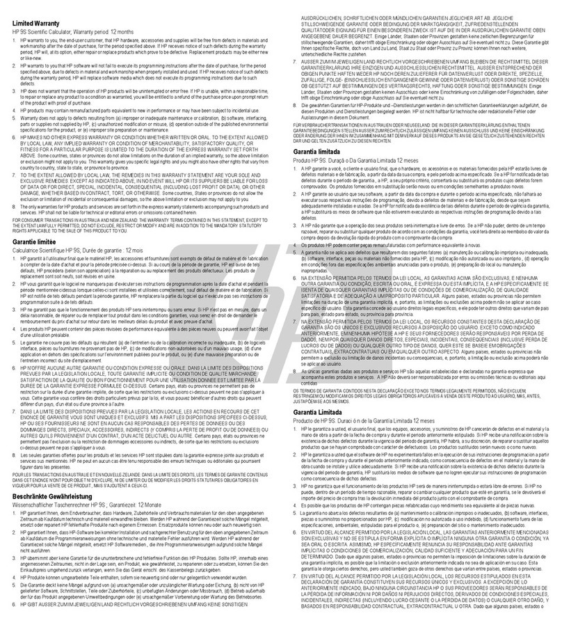 HP 9s Limited warranty