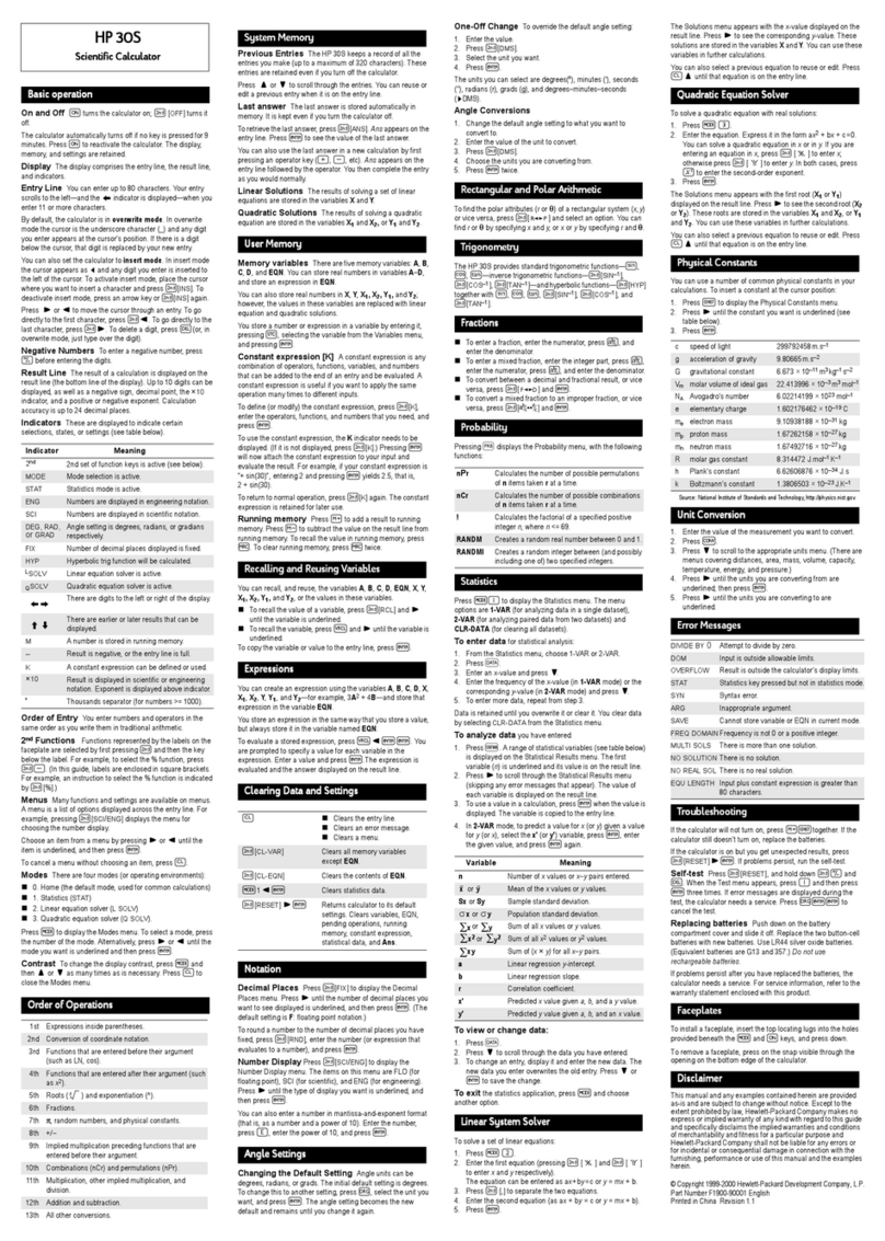 HP 30s User manual