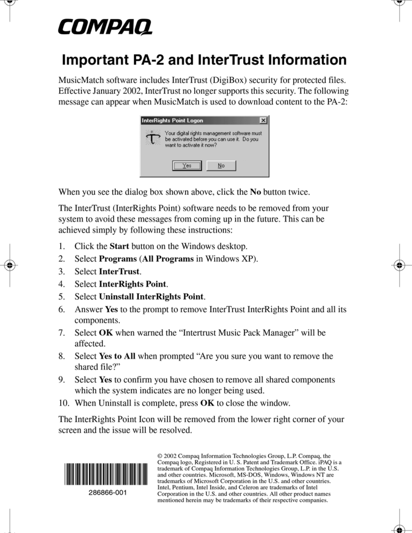 Compaq iPAQ PA-2 supplementary guide