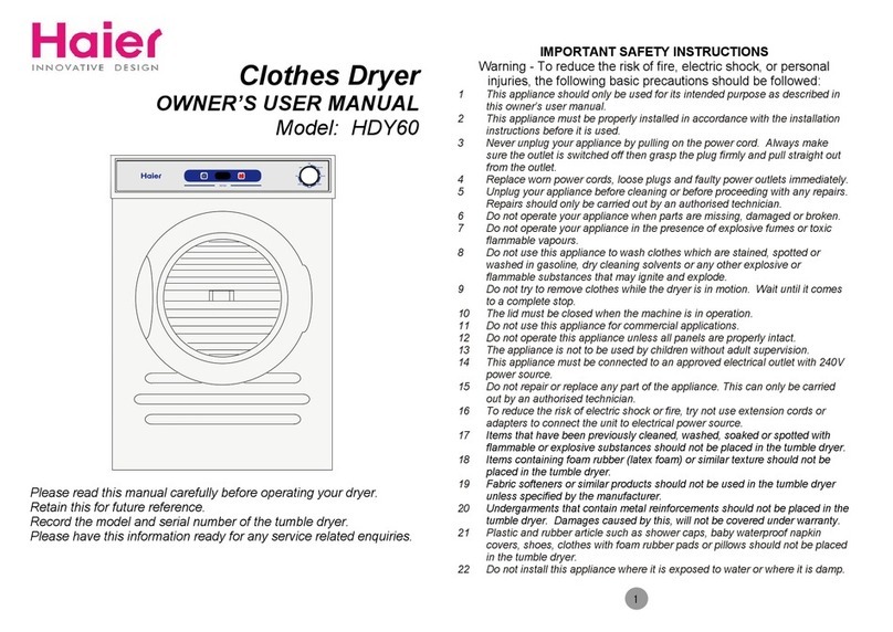 Haier HDY60 User manual