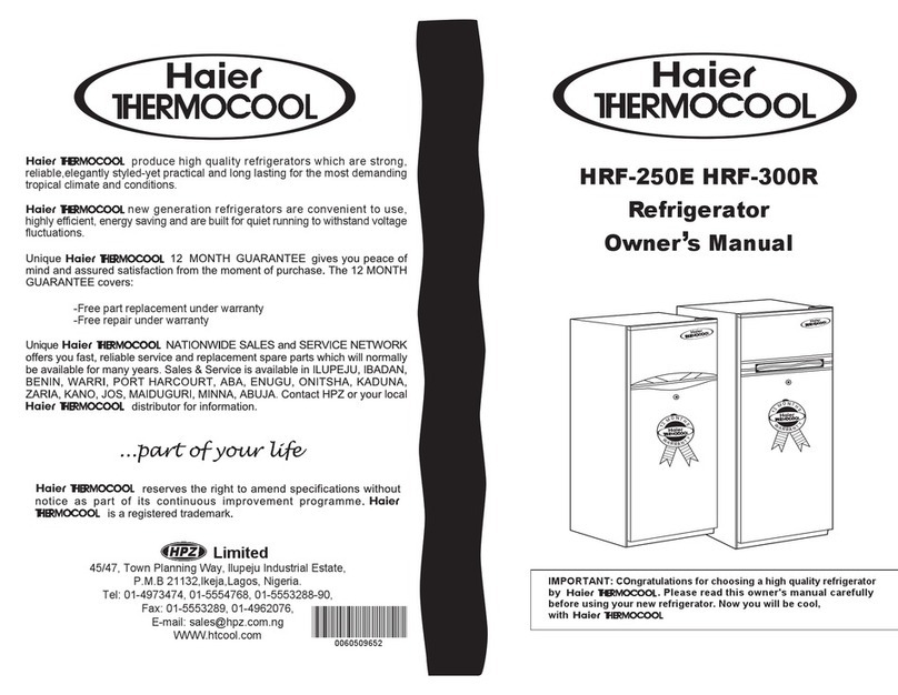 Haier Thermocool HRF-250E owner's manual