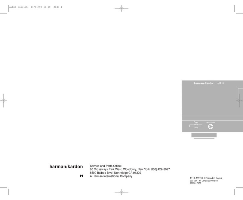 Harman Kardon AVR 10 User manual