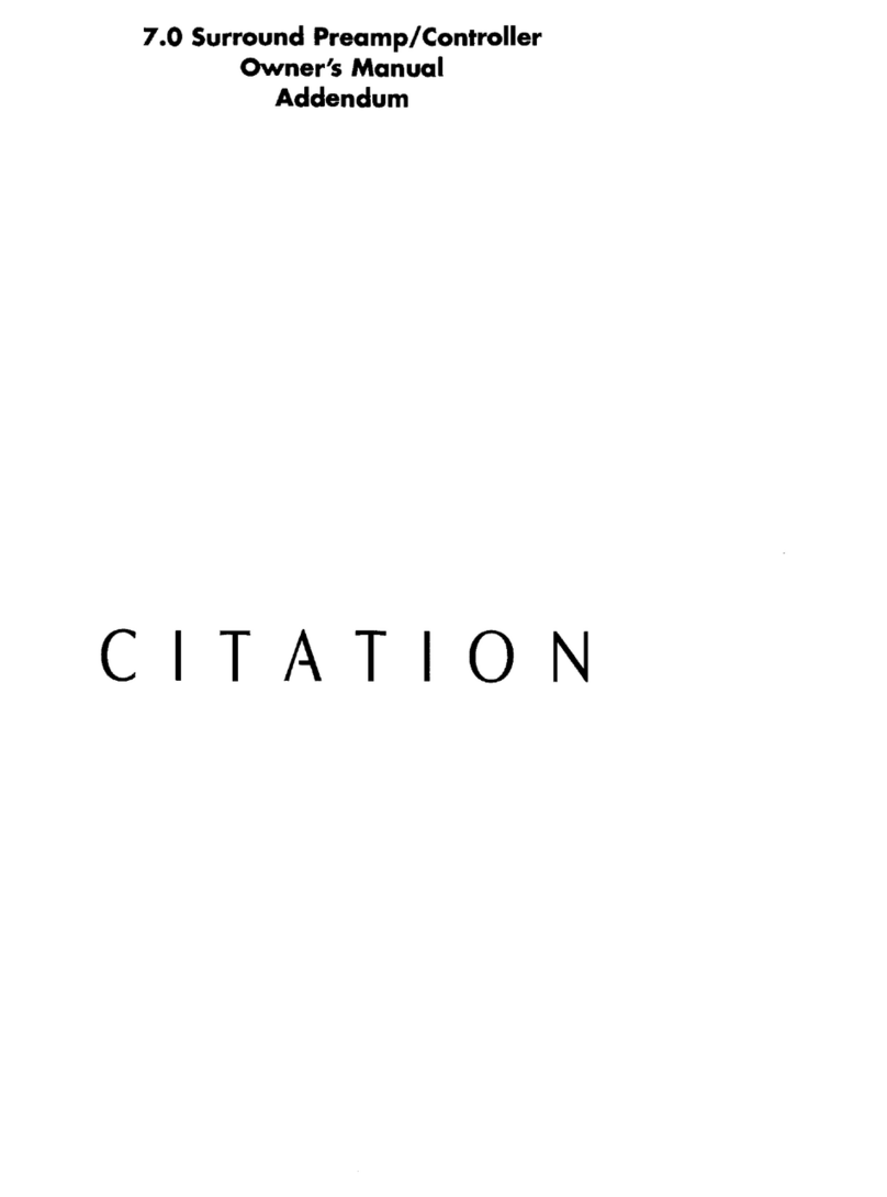 Harman Kardon CITATION 7.0 Owner's manual addendum