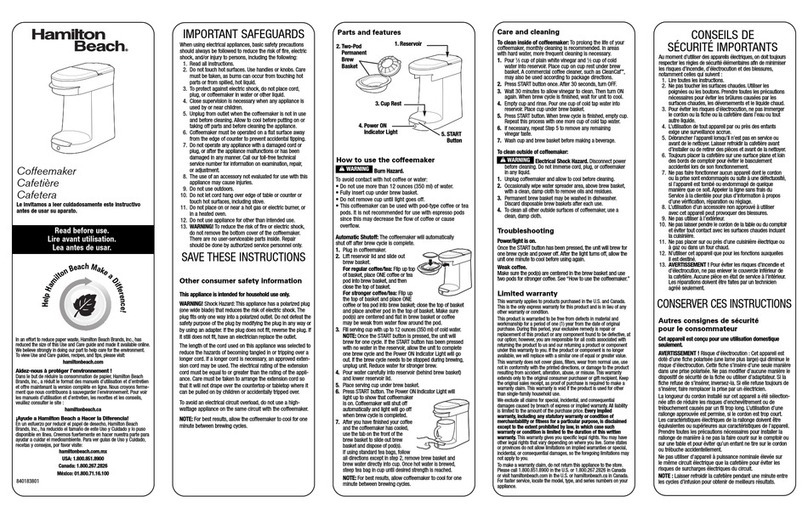 Hamilton Beach 49970 User manual