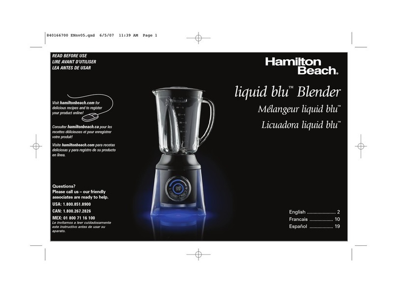 Hamilton Beach 59207 - Liquid Blu 5 Speed Blender User manual