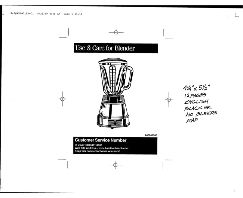 HAMILTON BEACH/PROCTOR SILEX E52210 Owner's manual