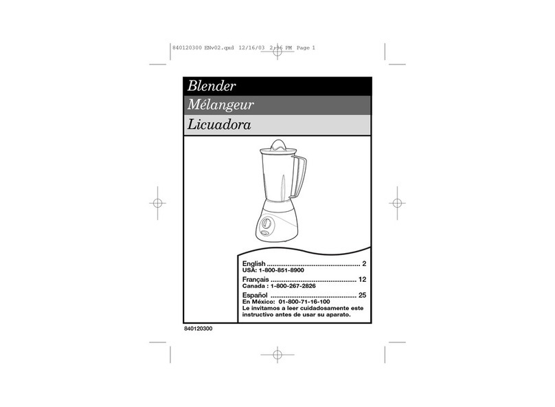 Hamilton Beach 58150 - Muchas Margaritas Fiesta Blender user guide